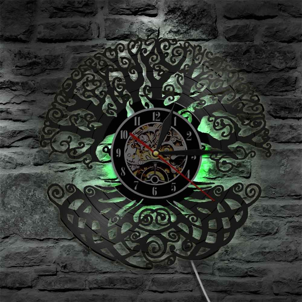 Horloge Murale Arbre De Vie En Vinyle Recyclé - 30.5 Cm - Mouvement Silencieux - Déco Bohème - 3