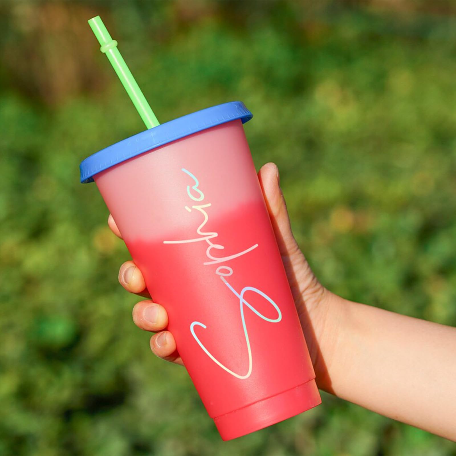 Amazon.com: Personalized Color Changing Cups, Custom Plastic Travel Tumbler  with Lids and Straws Reusable Cups for Adults Kid Party Bulk Tumblers for  Iced Coffee Tea and Smoothie : Home & Kitchen