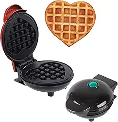 Mini Máquina de Waffle em Formato de Coração Pequena Portátil Forma Elétrica Retro Coração (Preto, 220V)
