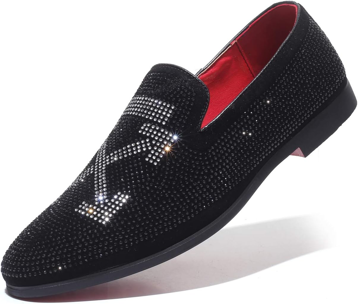 Men's Vintage Fashion Rhinestone Designer Dress Loafers Slip On Shoes Classic Tuxedo Dress Shoes Black Anchor 10.5 US