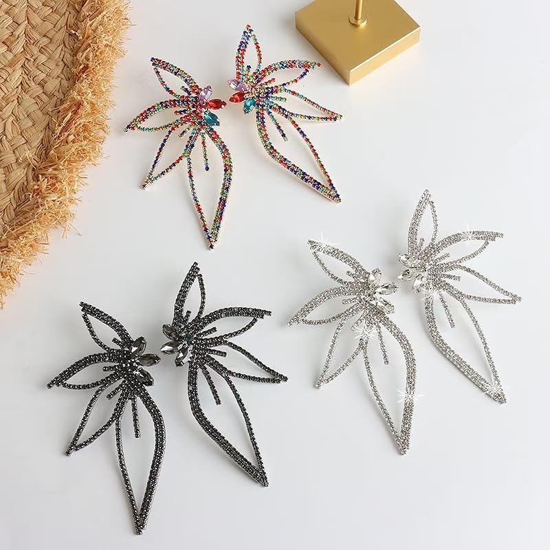 Large Crystal Butterfly Stud Earrings for Women, Shiny Rhinestone Animal Wing Earrings Boho Y2K Big Metal Butterfly Earrings Prom statement Jewelry - Image 5