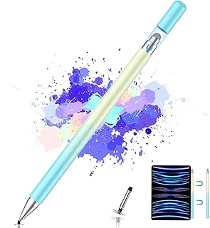 Stylus Pens for Touch Screens, High Precision 2-in-1 Disc Stylus Pen with Magnetic Adsorption, Compatible with  iPad/iPhone/Tablets/Android and All Capacitive Touch Screens (Blue Light Yellow)
