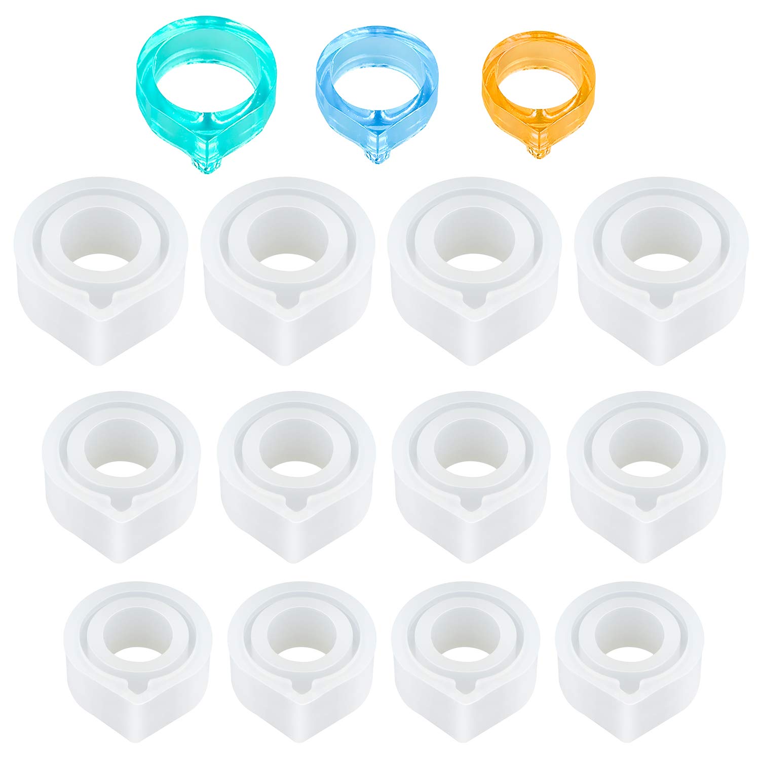 SAYAYA 12 Pieces Silicone Ring Mold Resin Epoxy Mold, Ring Pendant Casting Circle Mould for DIY Jewelry Craft Making (Type C)