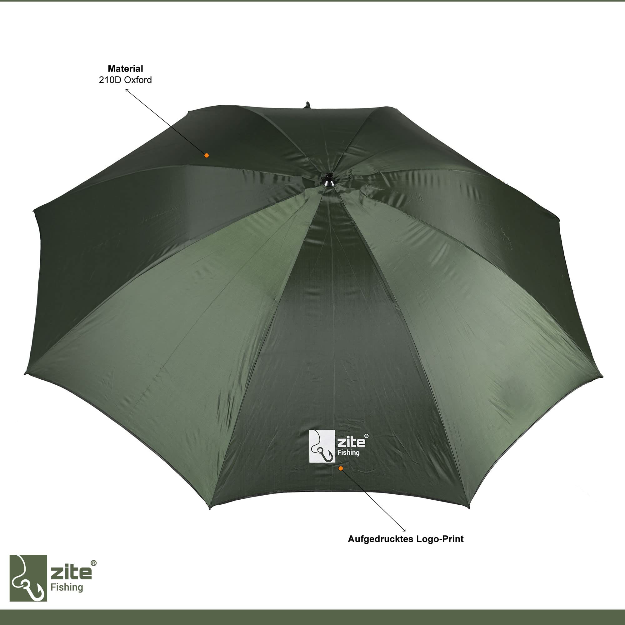 Zite Fishing Angelschirm-Set mit Schirmständer - Großer 250D Regenschirm Sonnenschirm mit Schirm-Stütze für Angler, Angelschirme, Angel Schirm, Anglerschirm, Sonnenschirm Angeln