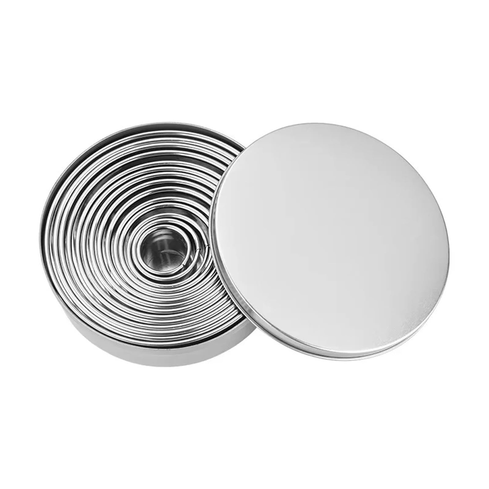 14-teiliges rundes Plätzchen- und Keksausstecher-Set aus Edelstahl, Donut-Ausstecher, Ringformen, abgestufte Kreis-Ausstecher for die Küche, YY129