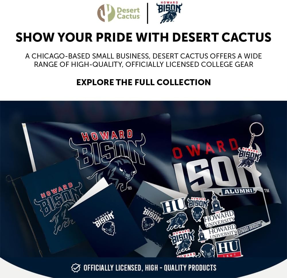 Desert Cactus Howard University License Plate Frame Metal Car Tag Holder for Front or Back of Car Officially Licensed (Mom)