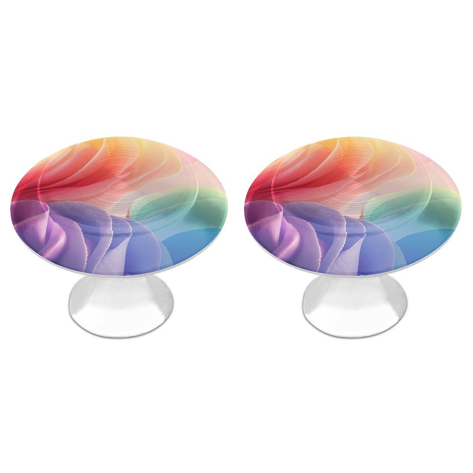 Fekiloot Style Rainbow Cabinet Knobs 2 Pack Stainless Steel Round Dresser Drawer Knobs Kitchen Drawer Hardware Dresser Knob Closet Door Pulls Cabinet Handles For Cupboard Drawer Pulls