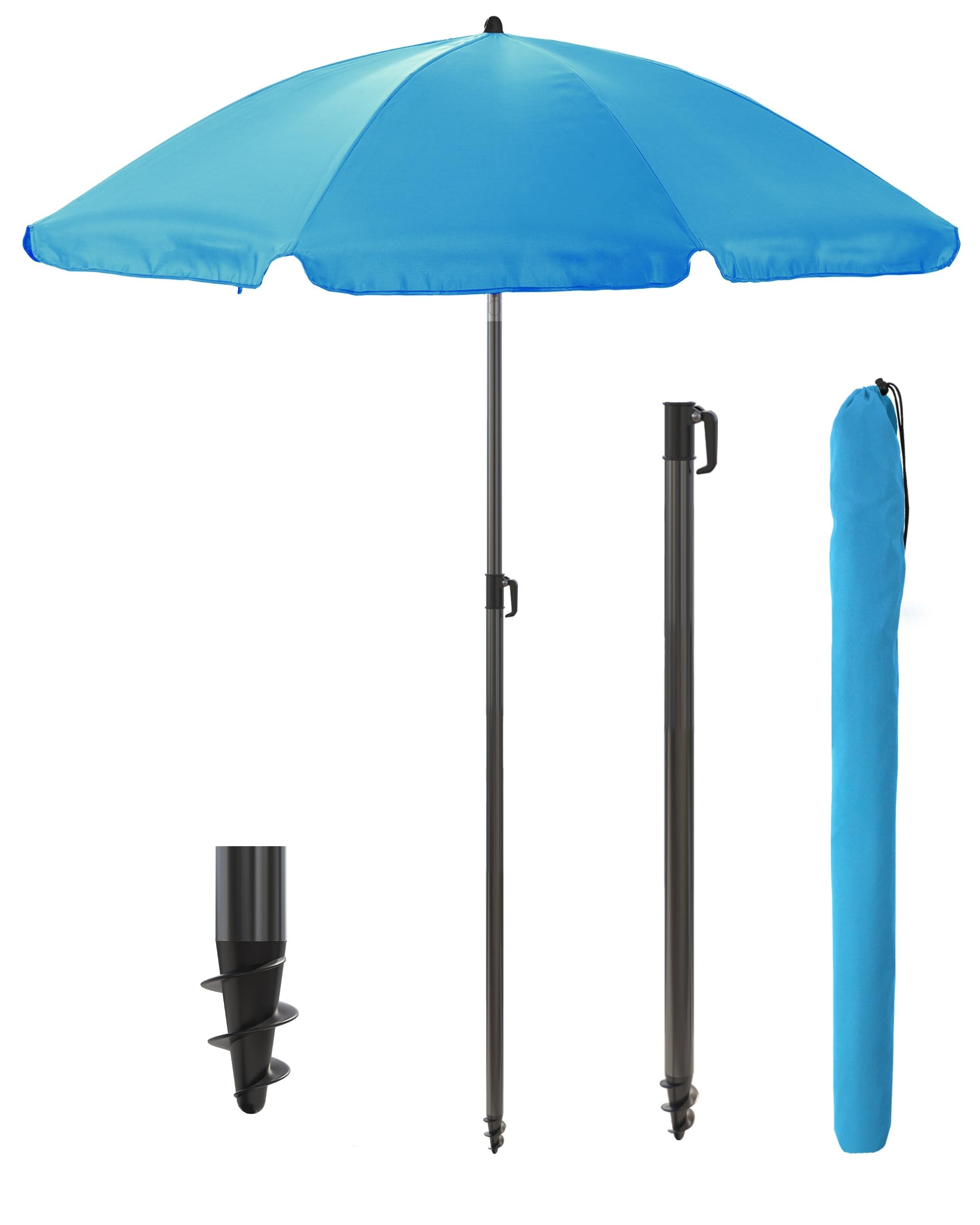 Menz Sonnenschirm Balkon + Sonnenschirmhülle - UV50+ Strandschirm 180 cm, Balkonschirm mit Knickfunktion, Gartenschirm, Sonnenschirm Strand