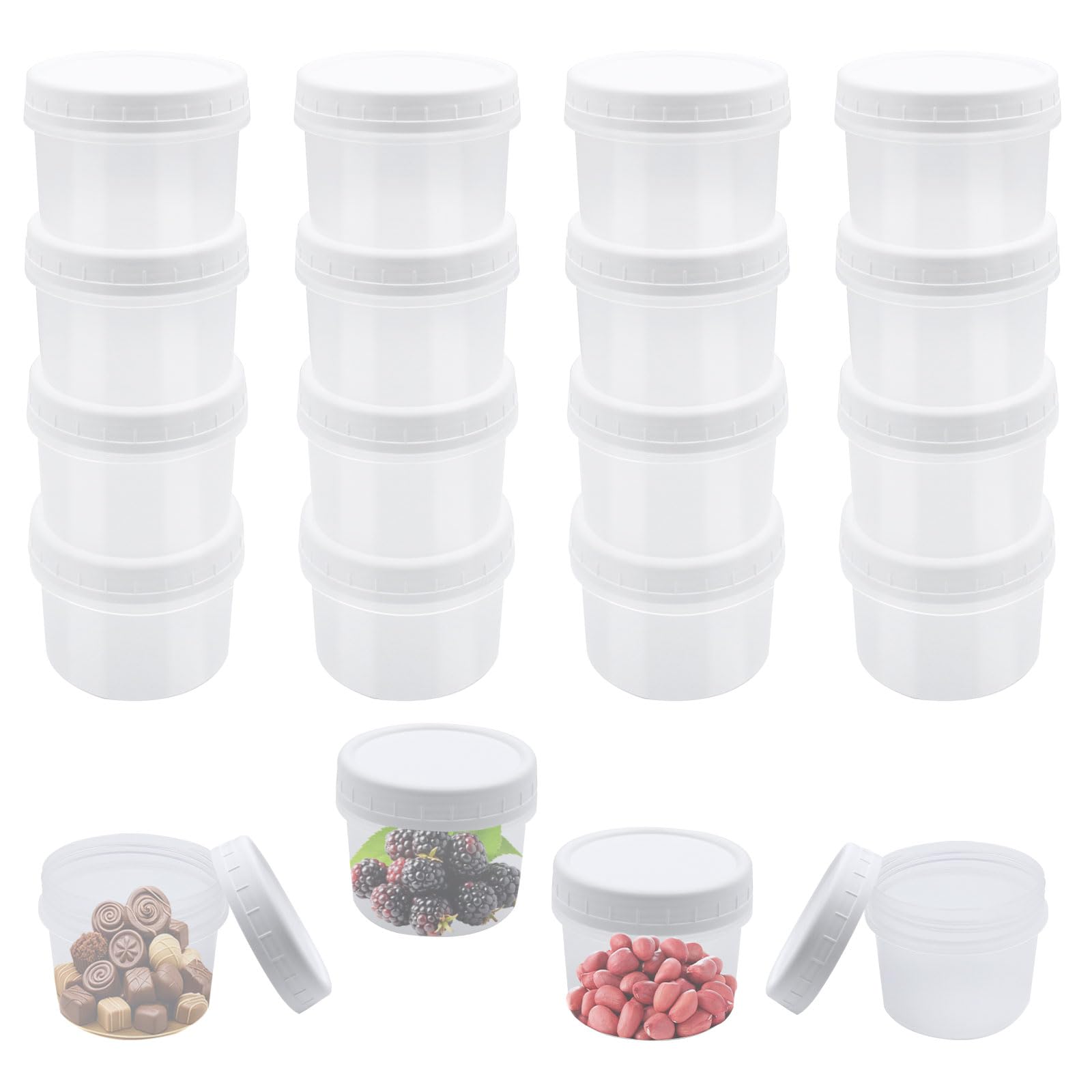 chuanhylis Set of 20 Food Storage Containers with Lids, 160ml Mini Storage Containers with Lids, Freezer Storage Containers for Meal Prep, Takeaway and Freezing, Kitchen, Dry Foods, Sweets