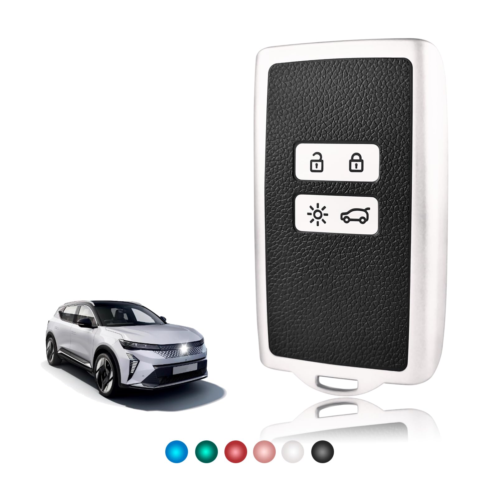Custodia Chiave TPU Texture Pelle per Renault Scenic 4 Megane 4 Clio 5 Espace 5 Kadjar Captur Arkana Austral Zoe Dacia Duster Sandero Stepway