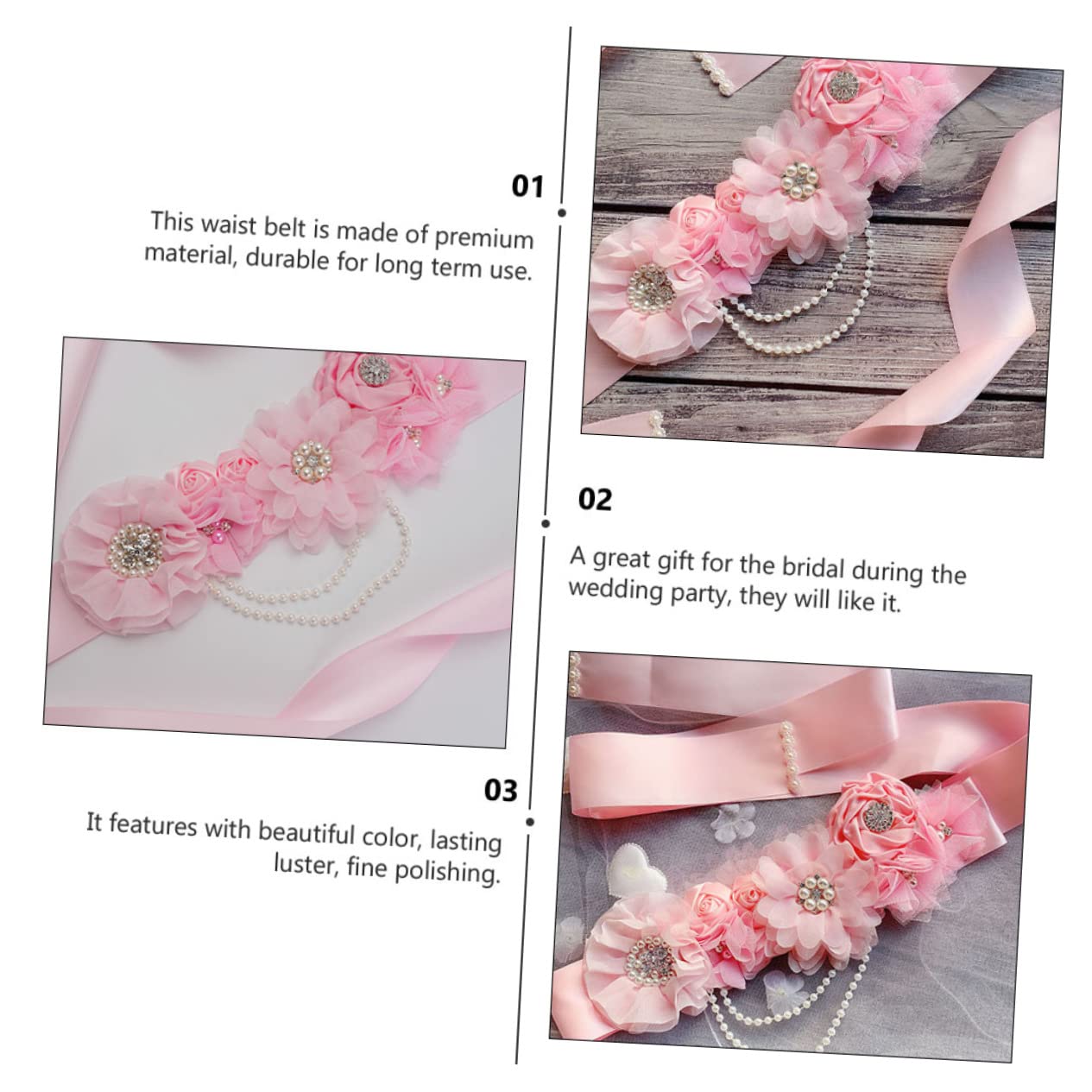 SHERCHPRY 3 Piezas Cinturón Boda Flor Faja Baby Shower Vientre Banda Bebé Ducha Traje Para Las Mujeres Fajas Para Accesorios Para Las Mujeres Novia Faja Ropa Formal Diamantes De Imitación
