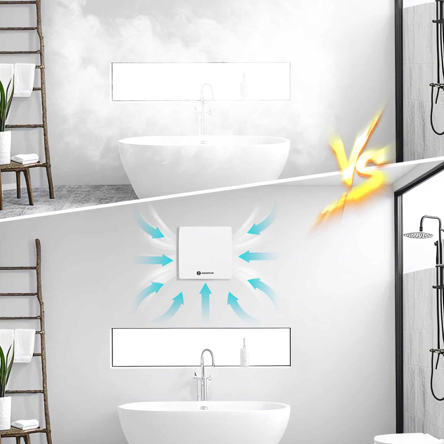Aigostar Extractor de Baño 150mm, Extractor de Aire Silencioso con válvula Anti retorno, 18W, Ideal para Baño, Cocina, Garaje, Sótano