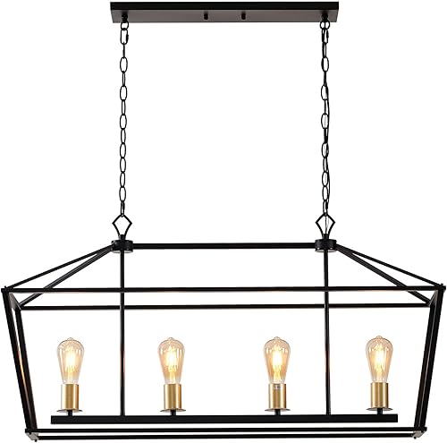 Miniatura 8 de LUENFAT Iluminación de isla de cocina de 40 pulgadas para cocina, candelabros de granja para comedor, luces colgantes de isla para cocina, bombilla