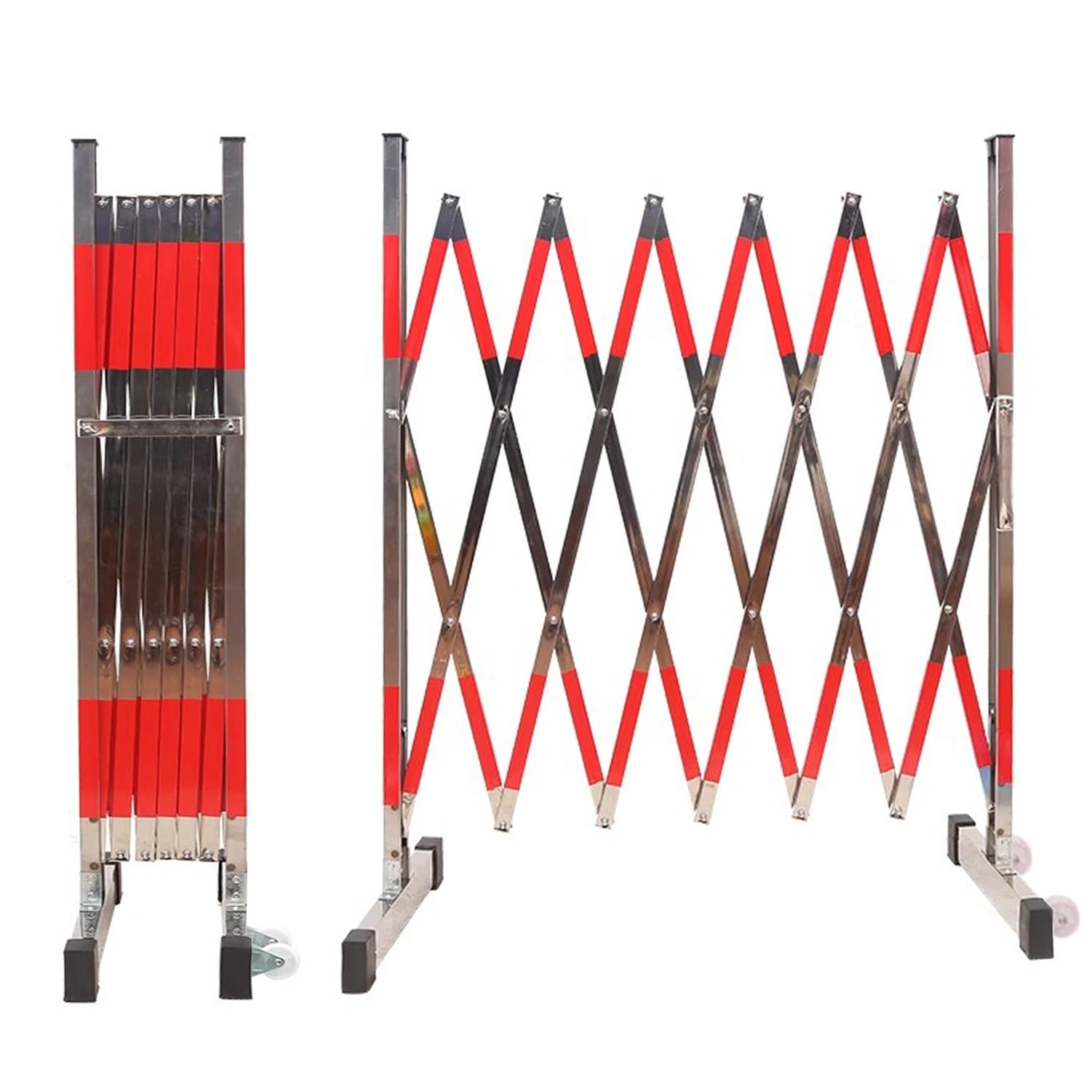 YNIYUJKL Stainless Steel Retractable Barrier - 7M Folding & Expandable Safety Gate On Wheels For Temporary Traffic Control - & Portable Security Solution