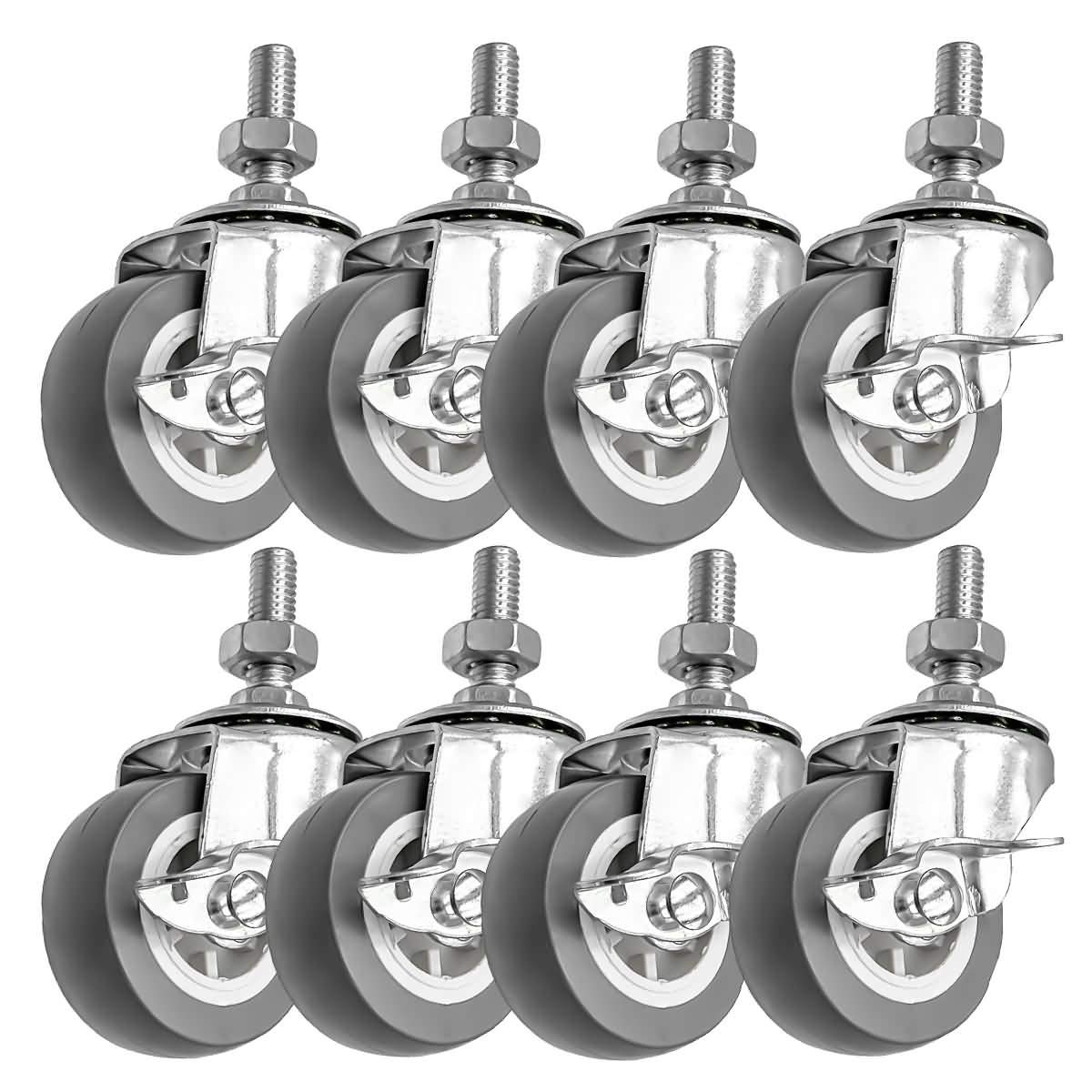 12 Pack 2 Inch Stem Caster Swivel Blue Polyurethane Caster Wheels - View #7