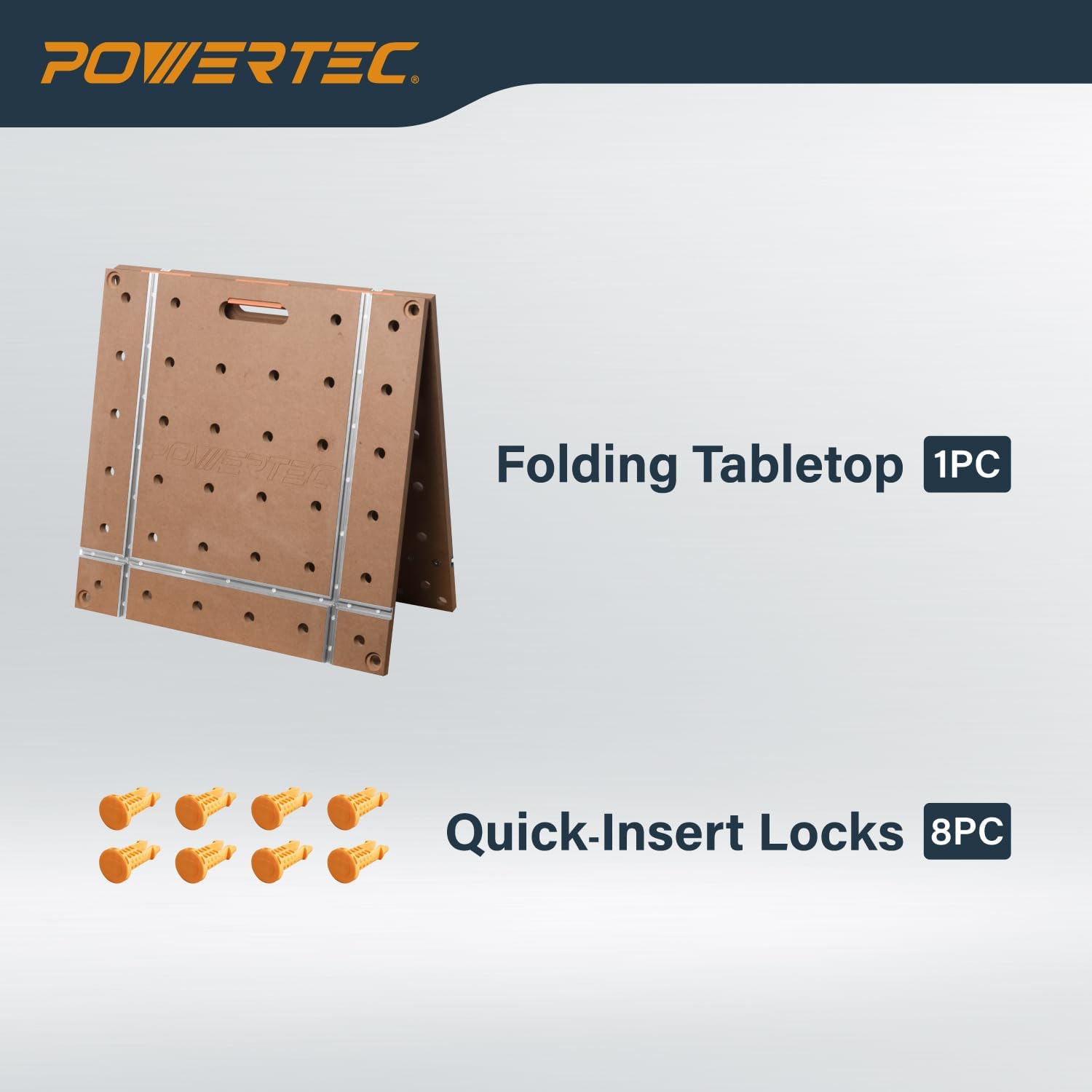 POWERTEC Arachni-Flex 24" x 48" Foldable Workbench Tabletop - Portable Work Surface with Pre-drilled Dog Holes, T-Tracks & Quick-Insert Locks for Arachni Flex Woodworking Collapsible Workstand (72034)