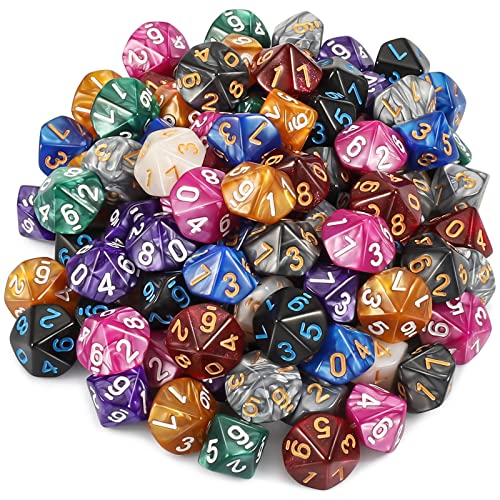 YILAIDA Juego de 100 dados poliédricos con bolsa negra, dados de mesa para mazmorras y dragones Pathfinder DND RPG MTG (10 caras)
