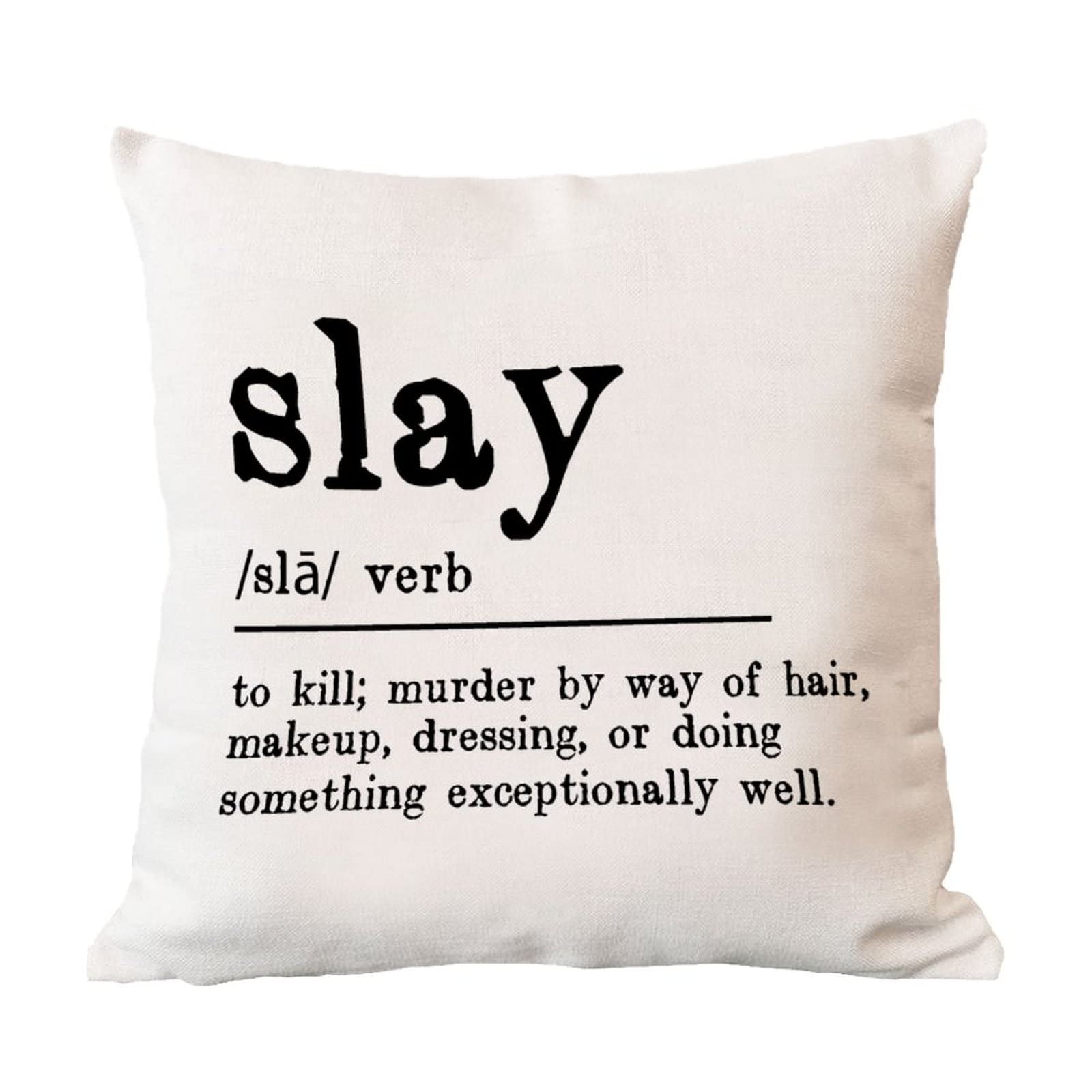BYRON HOYLE Slay Throw Pillow Cover Slay Definition Pillow case Cushion Cover Pillow case Rustic Decortaive Pillowcase with Zipper Home decor for Sofa living room bedroom 18x18 inche