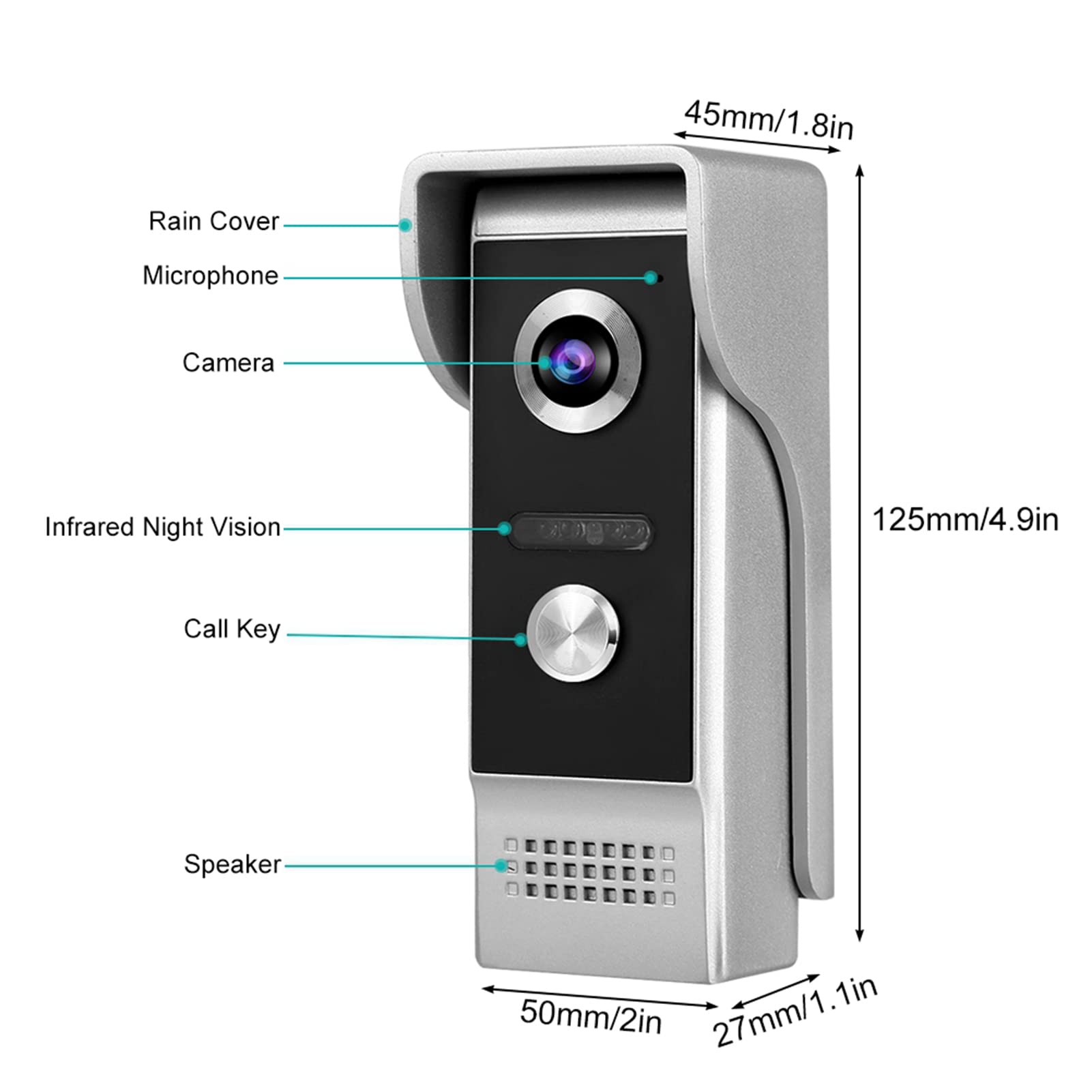 Sistema di videocitofono, sistema di citofono intelligente per visione notturna per appartamento per esterni per la casa(#2)