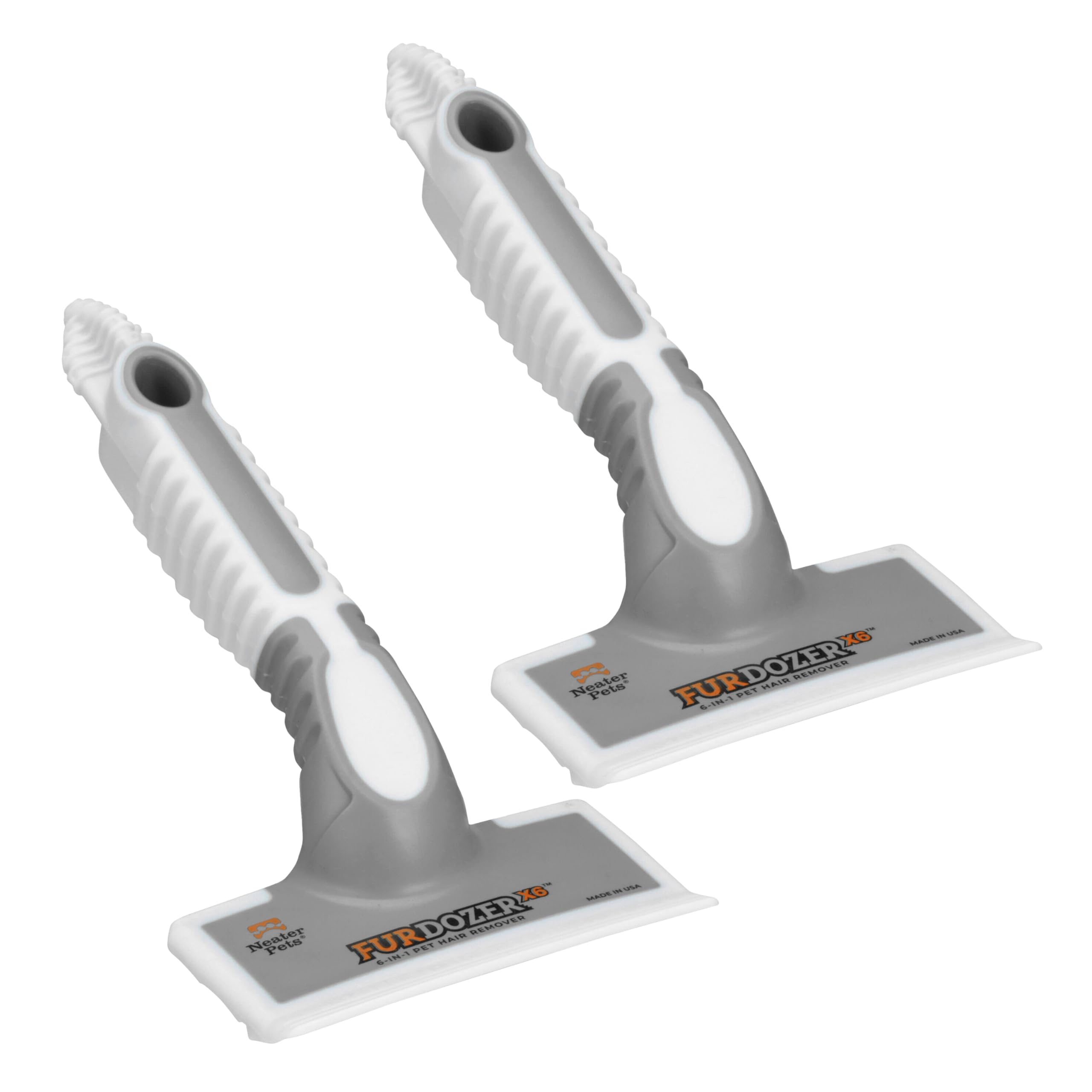 FurDozer Pet Hair Remover &amp; Auto Detailing Tools - Cat &amp; Dog Hair Remover for Carpets, Car Interiors, Couches, Bedding, &amp; Pet Furniture (Gray, (2 Pack) - X6)