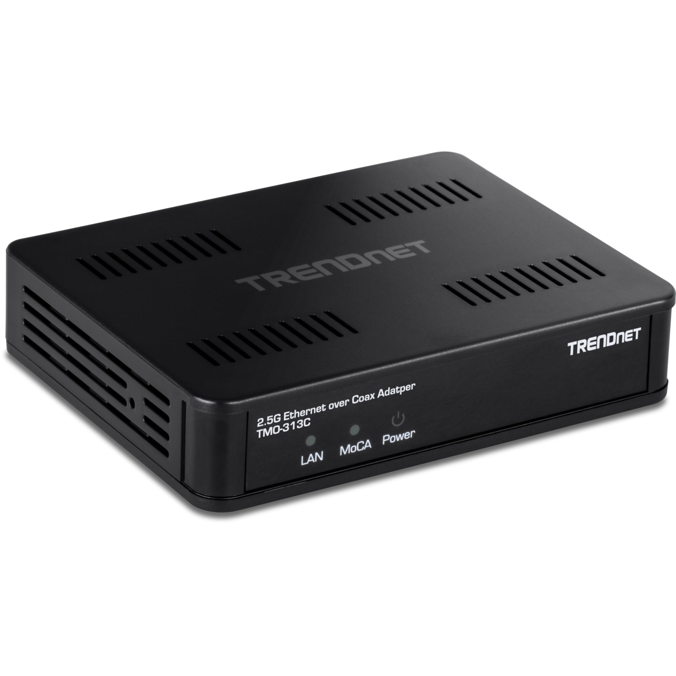 TRENDnet 2,5 Gbit/s Ethernet-Over-Koax-Adapter, TMO-313C, 1 x MoCA-Koaxial-F-Buchse, 1 x 2,5 Gbit/s RJ45-LAN-Port, NDAA- und TAA-konform