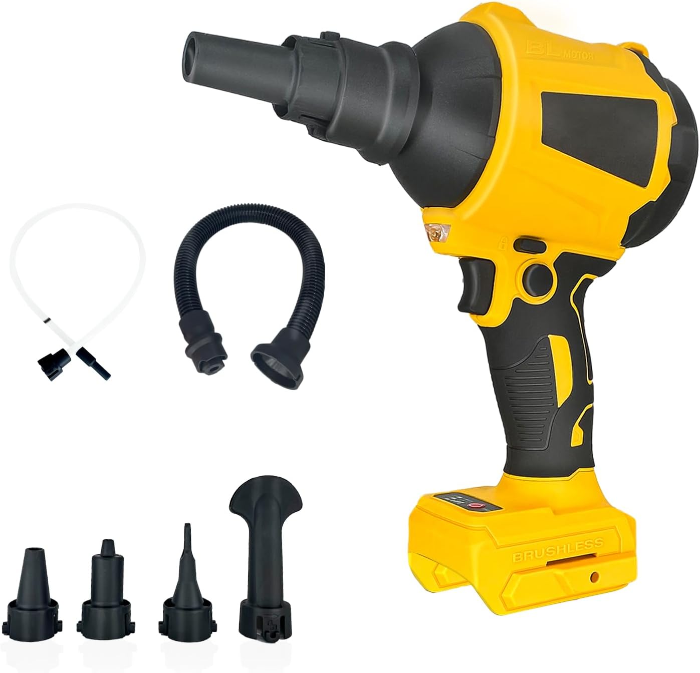 Cordless Air Pump Air Duster Compatible with Dewalt 20V Battery(Tool Only), Handheld Brushless Compressed Air Mattress Pump Air Blower w/ 3 Speeds & 7 Nozzles & 336MPH for Home Cleaning, Outdoor