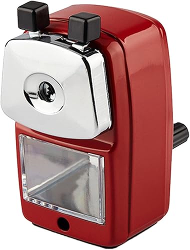 Sacapuntas manual de manivela de escritorio de oficina escolar para niños, sacapuntas para escritorios de hogar para niños (rojo)