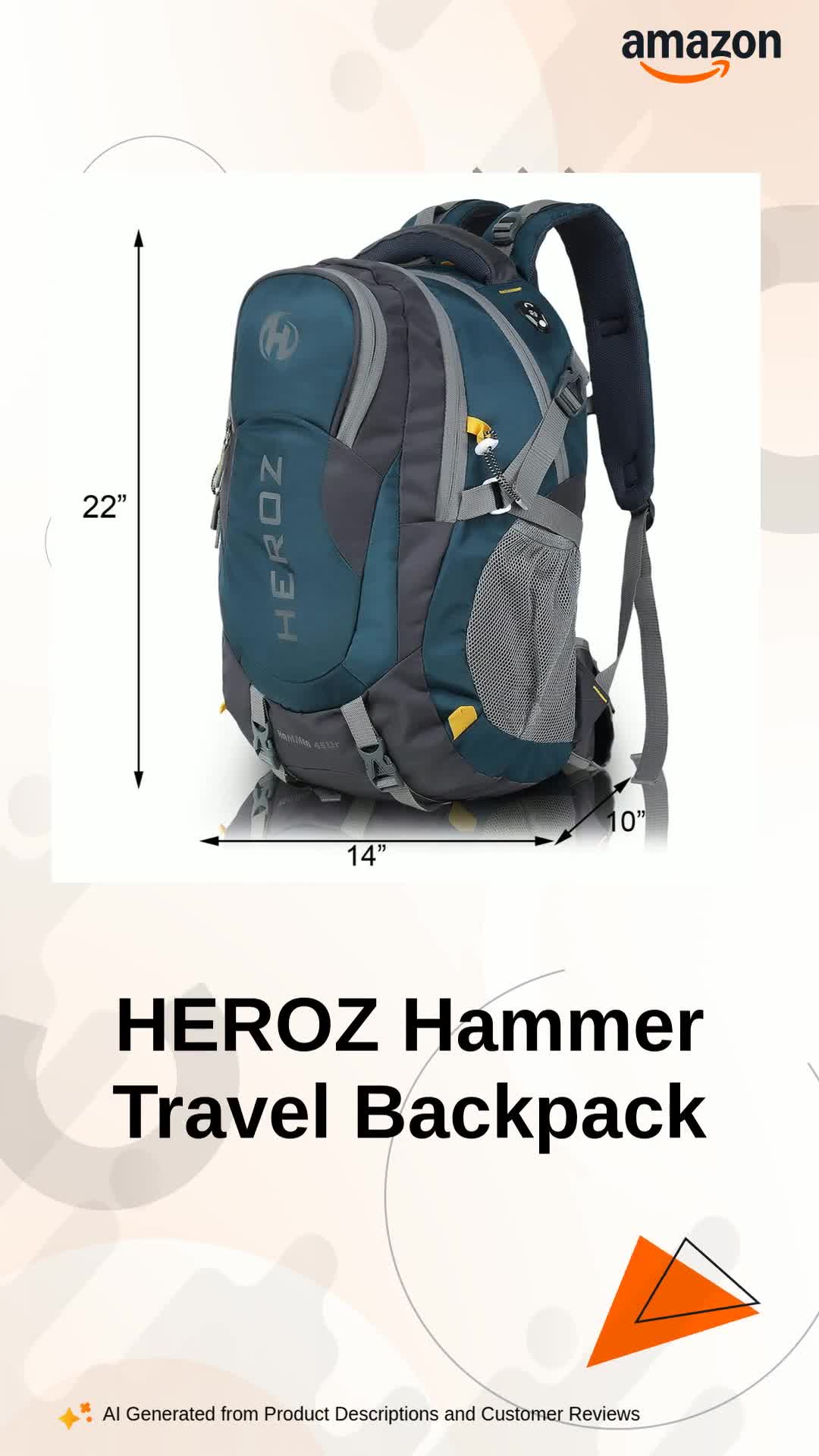 HEROZ Hammer Unisex Nylon 45 L Travel Laptop Backpack Water