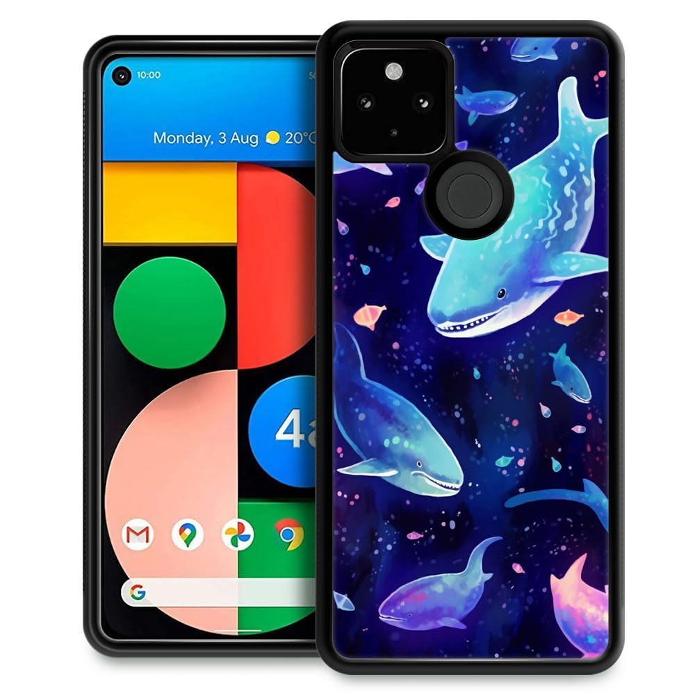 CARLOCA Compatible with Google Pixel 5 Case,Corlorful Purple Shark Pattern Design for Girl Boy Shockproof Anti-Scratch Case for Google Pixel 5