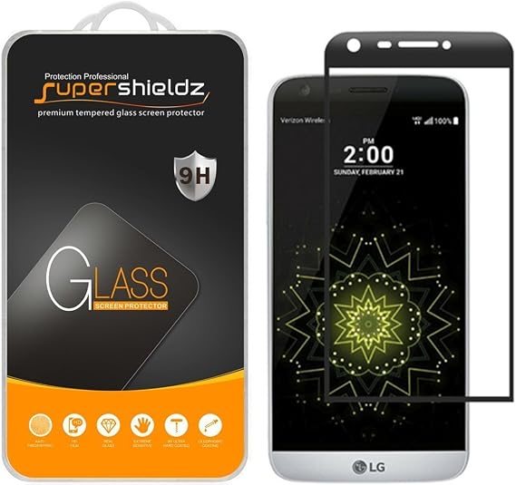 Supershieldz (2 Pack) Designed for LG G5 Tempered Glass Screen Protector, (Full Screen Coverage) Anti Scratch, Bubble Free (Black)
