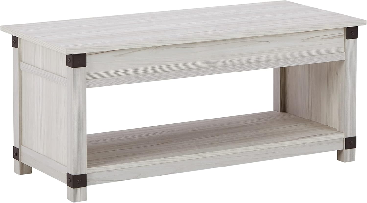 White Rectangular Lift-Top Coffee Table with Storage