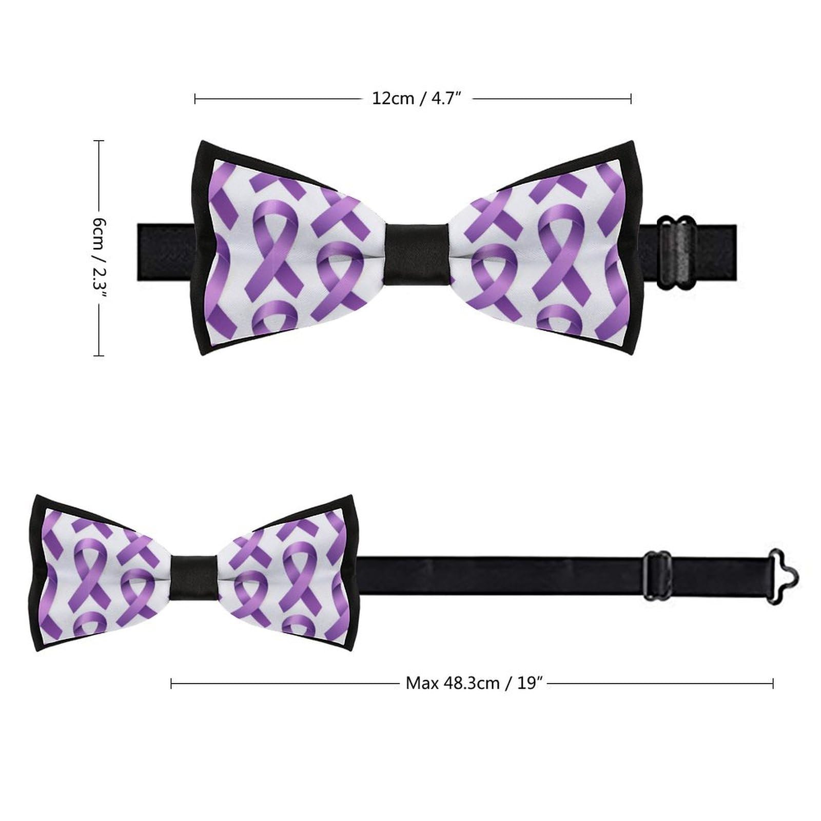 GoasNei Cystic Fibrosis Awareness Month Purple Ribbon Bow Tie for Men Adjustable Necktie Funny Tie Neck Ties for Weddings Party