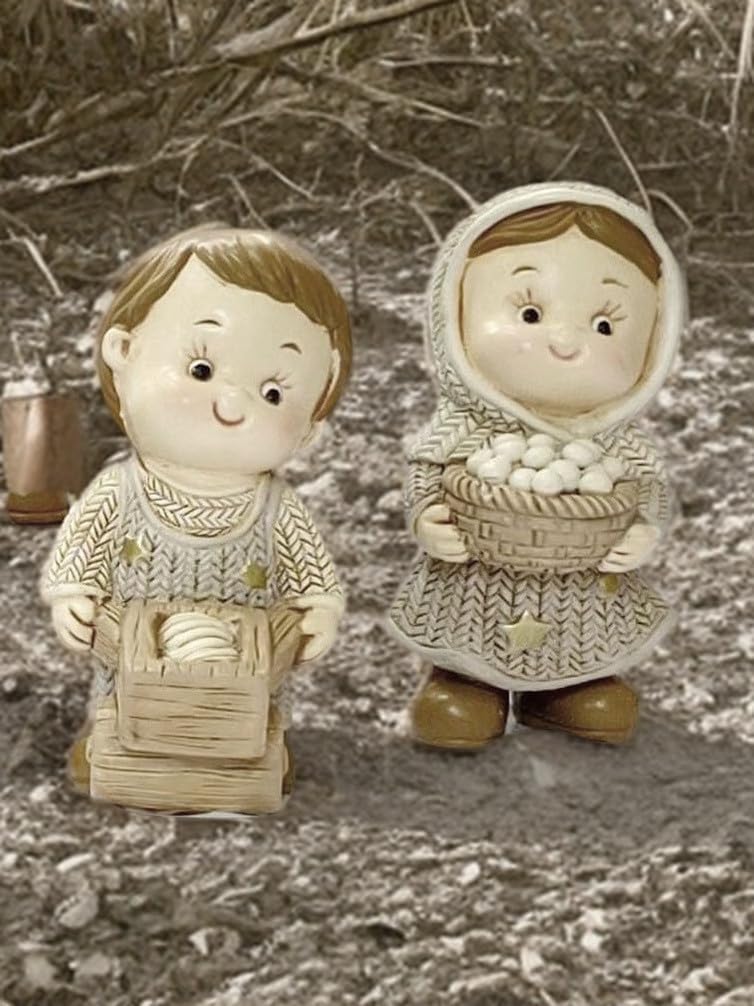 Personnages crèche enfants 8 pièces en résine 6 cm