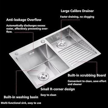 Laundry Sink with Cabinet, Bathroom Sinks Laundry Pool Balcony Household Utility Sink for Garage, Basement, Shop and Laundry Room(80x48cm/31.4x18.8in,Right Washboard)