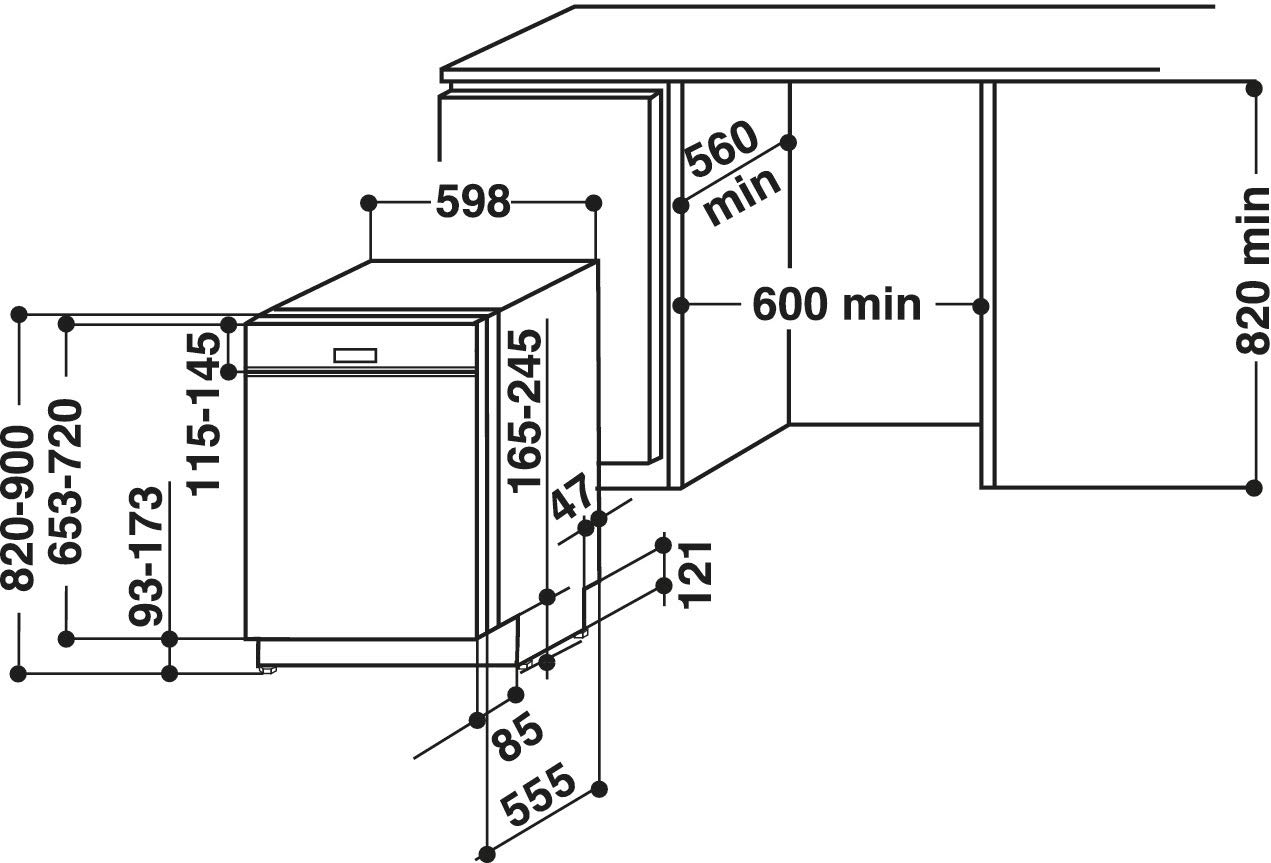 Privileg RBO 3T131 A F X Integrierbarer Geschirrspüler 60 cm 41 dB Fast&Clean 28' Auto Door Push&Go Intensivprogramm Startzeitvorwahl Vollwasserschutz