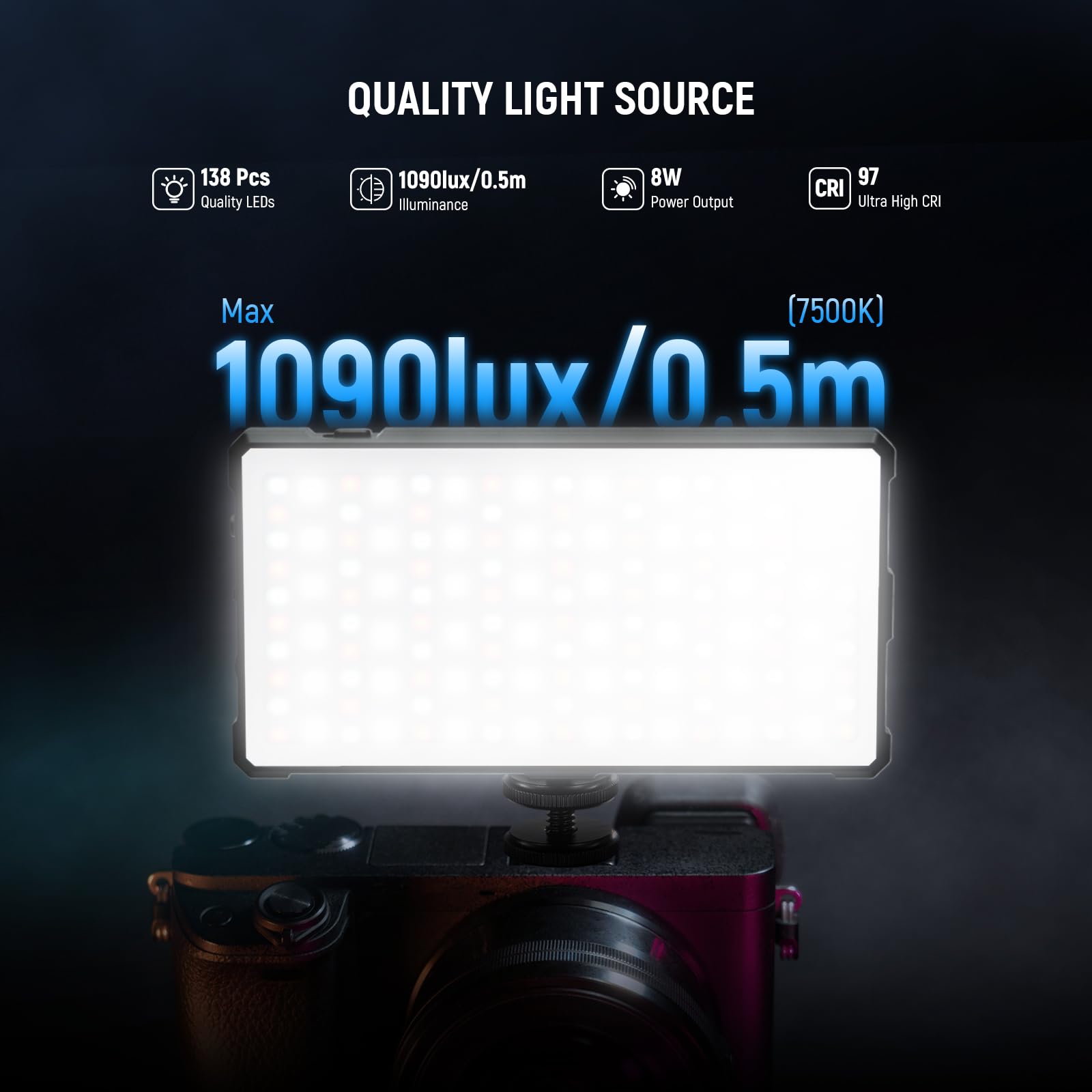 NEEWER Basics lampa wideo RGB, 8 W, 2700 K – 7500 K, przenośna, pełne kolory RGB, 18 scen, CRI 97, 4000 mAh, możliwość ponownego ładowania, metal, mały panel LED do kamery cyfrowej, do statywu DSLR