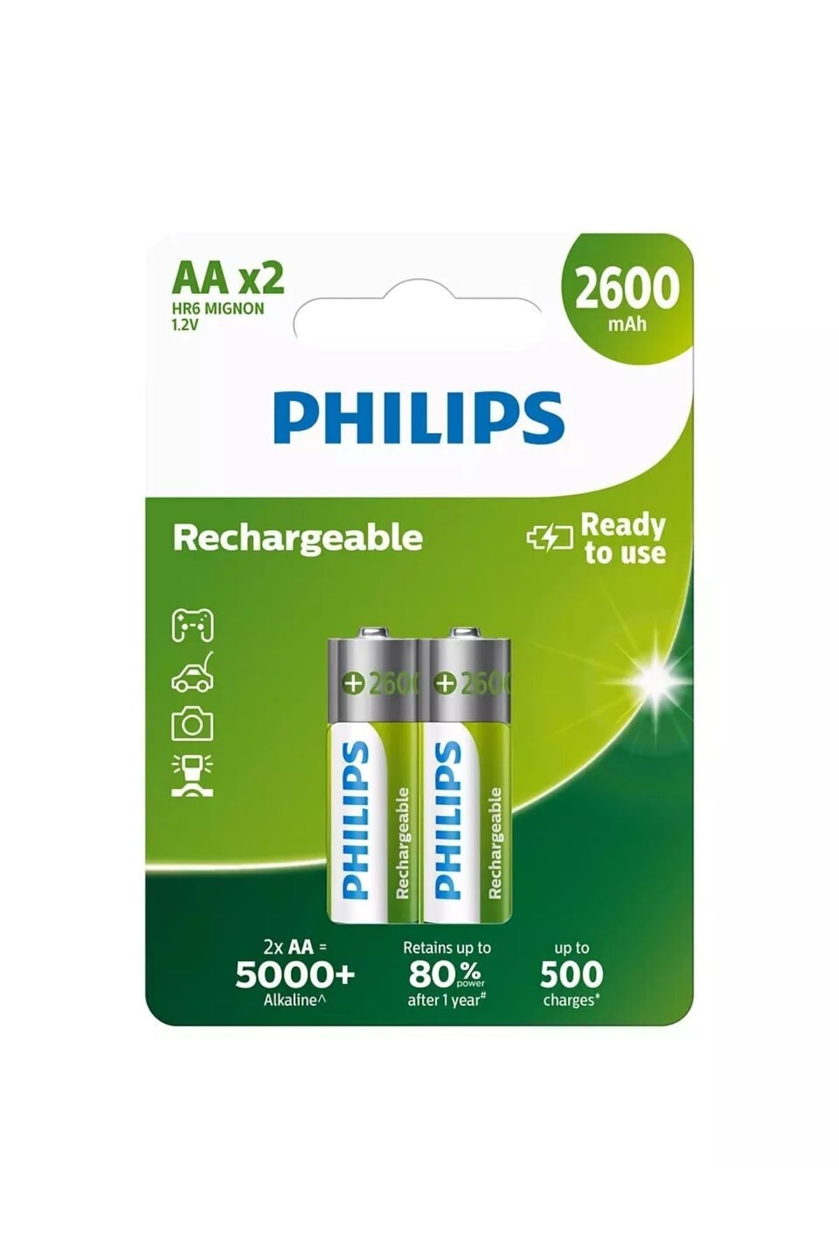 Philips Multi Life NiMH Akku AA Mignon 2600 mAh 2er Pack