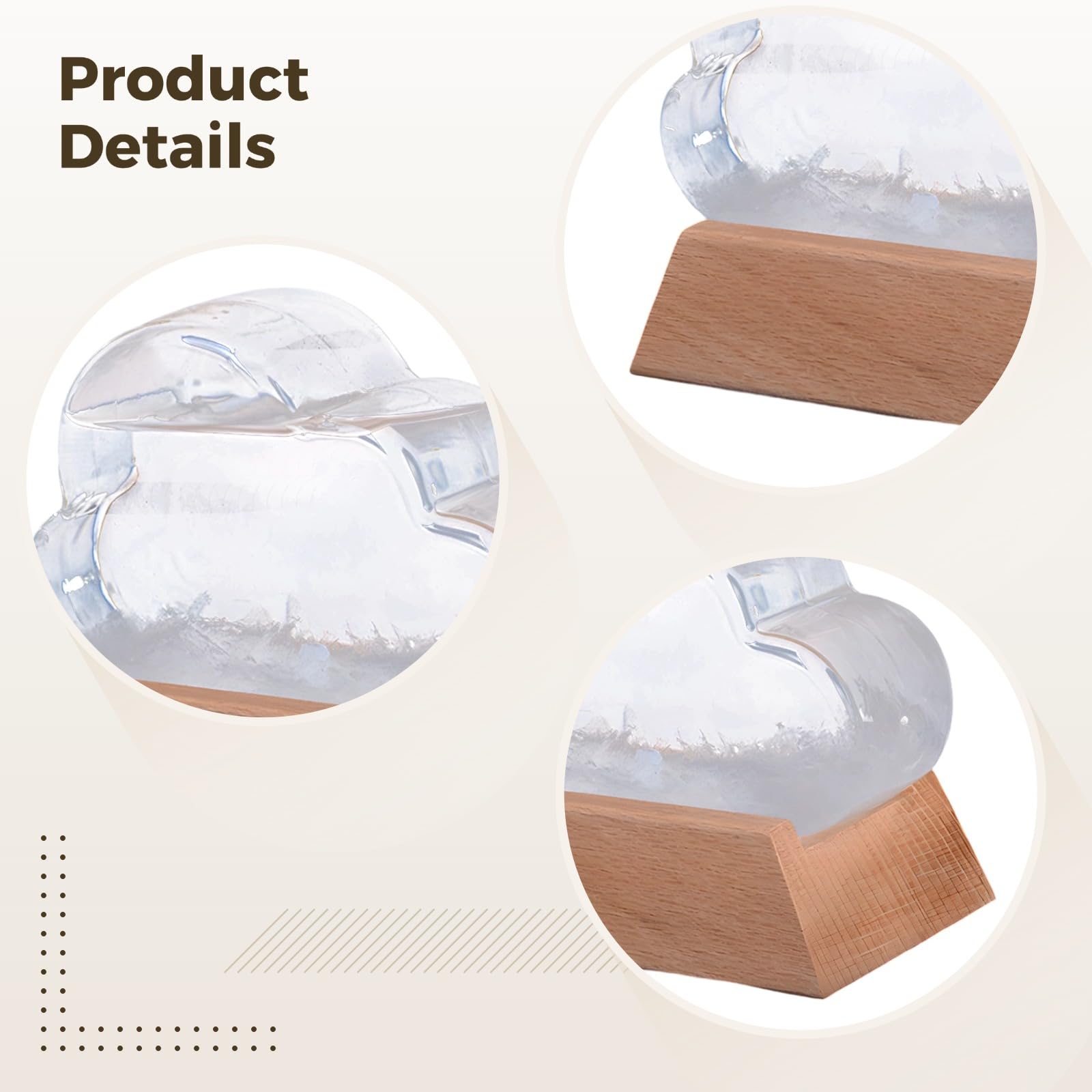 Cloud Storm Glass Wettervorhersageglas, dekorative Wetterstation, Desktop-Deko, originelles Geschenk für Wetterliebhaber, klares Glas mit Holzsockel