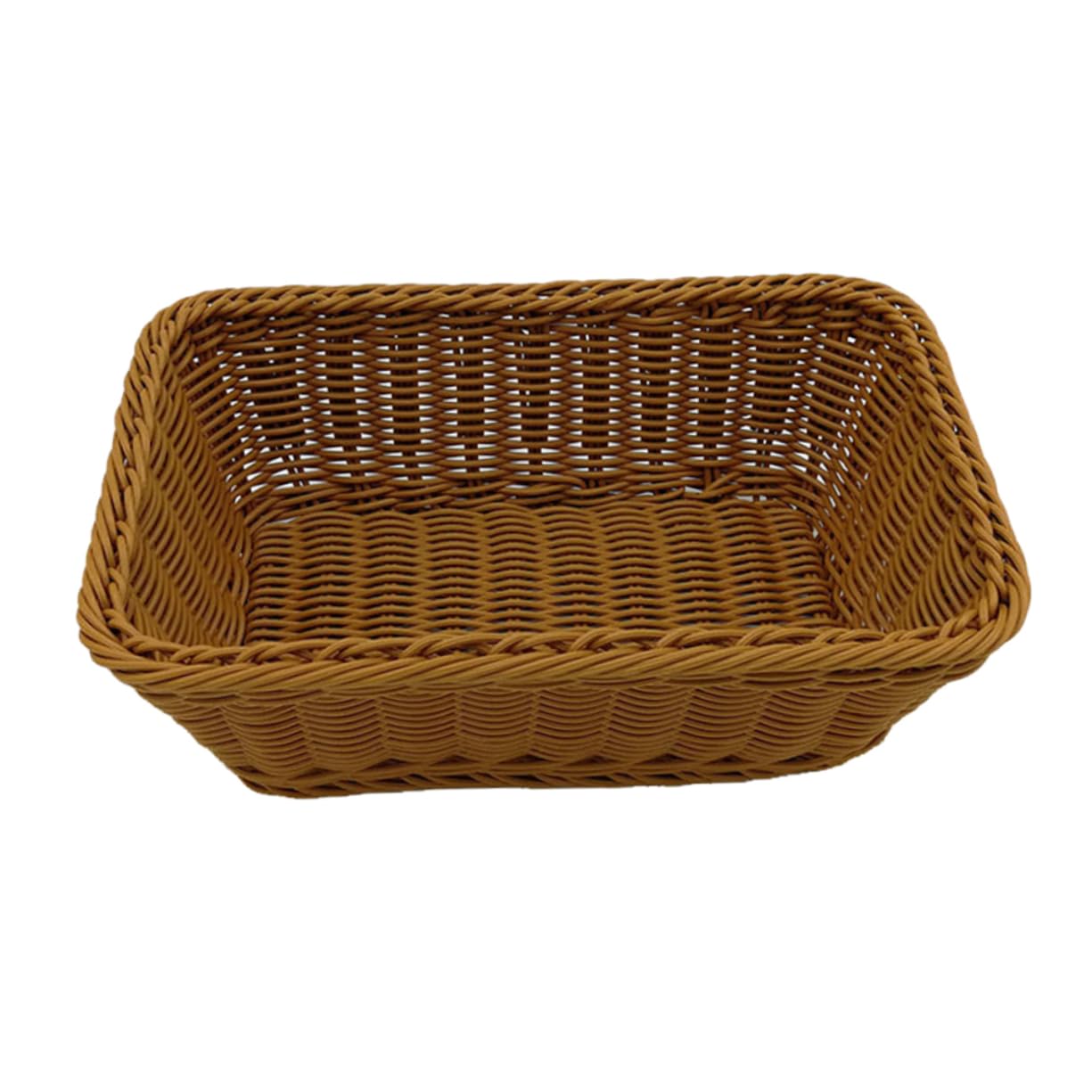GLEAVI Imitation Rattan Woven Bread Basket with Iron Frame Lightweight Serving Holder for Fruits Vegetables and Snacks for Restaurants and Outdoor Picnics