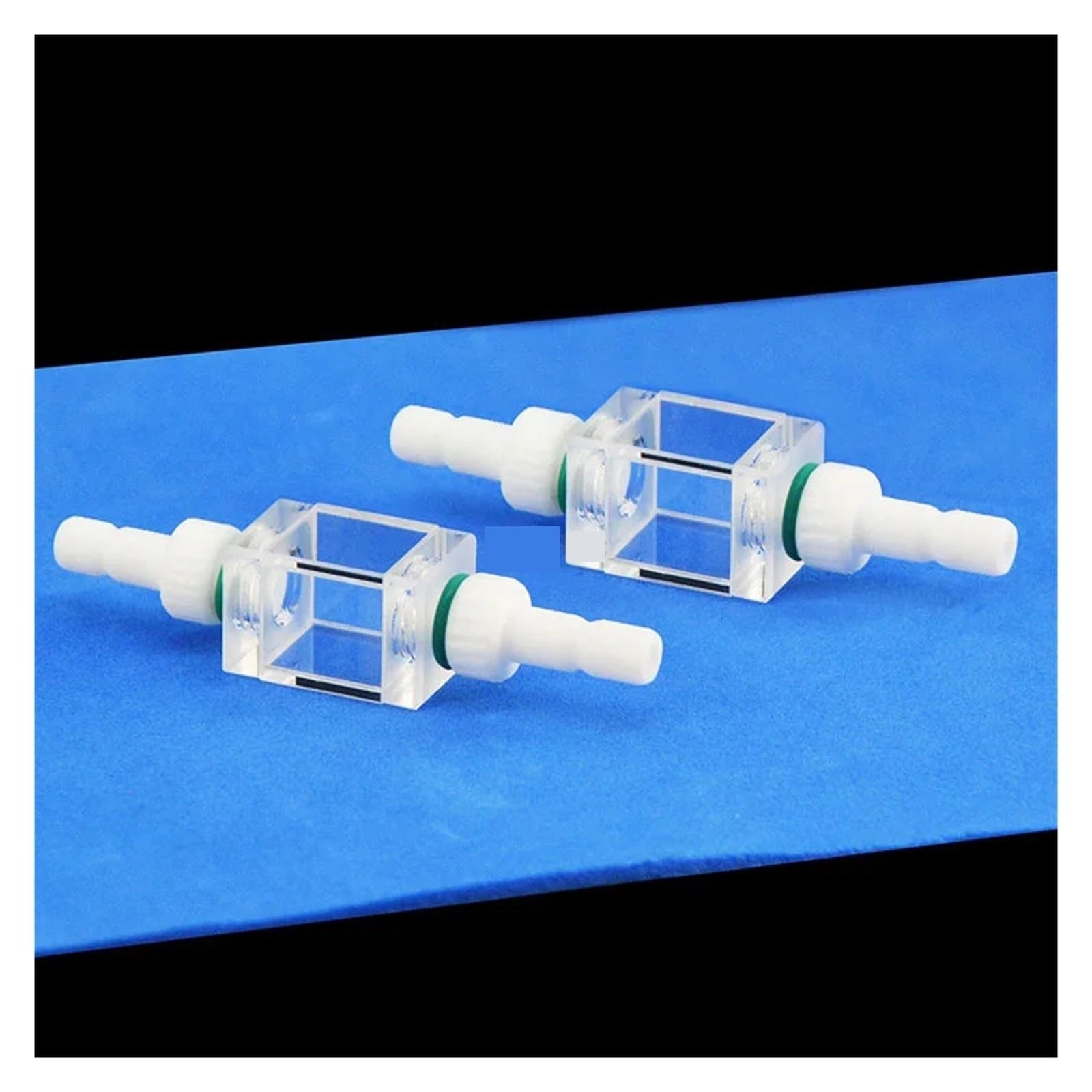 Sprzęt laboratoryjny 1 szt. Kwarcowa kuweta przepływowa o długości ścieżki 10 mm 1 ml czterostronne przezroczyste złącze wymienne z PTFE do spektrofotometru UV Vis