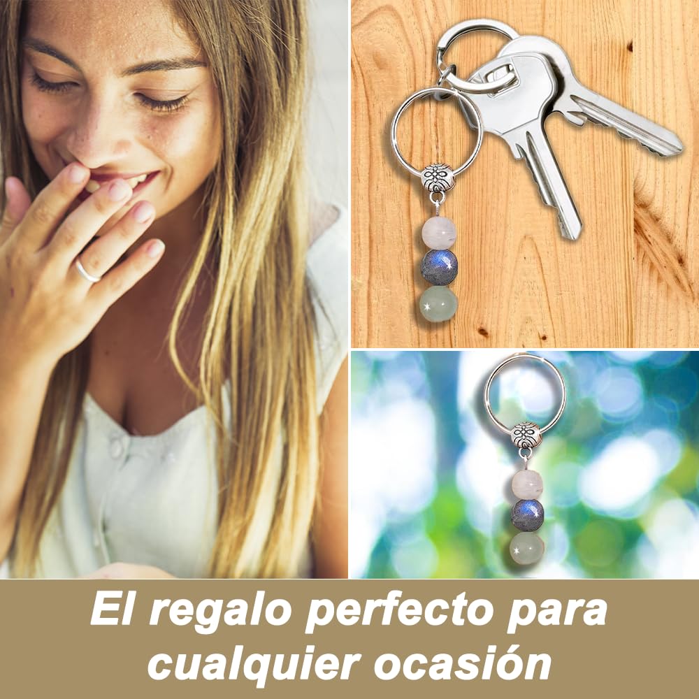 Bramart Llavero Personalizado con Cristales Naturales, Idea de Regalo Nuevos Comienzos Piedras Curativas Regalos para él Hombre para ella Mujer Cristal Sanador Dedicación Especial