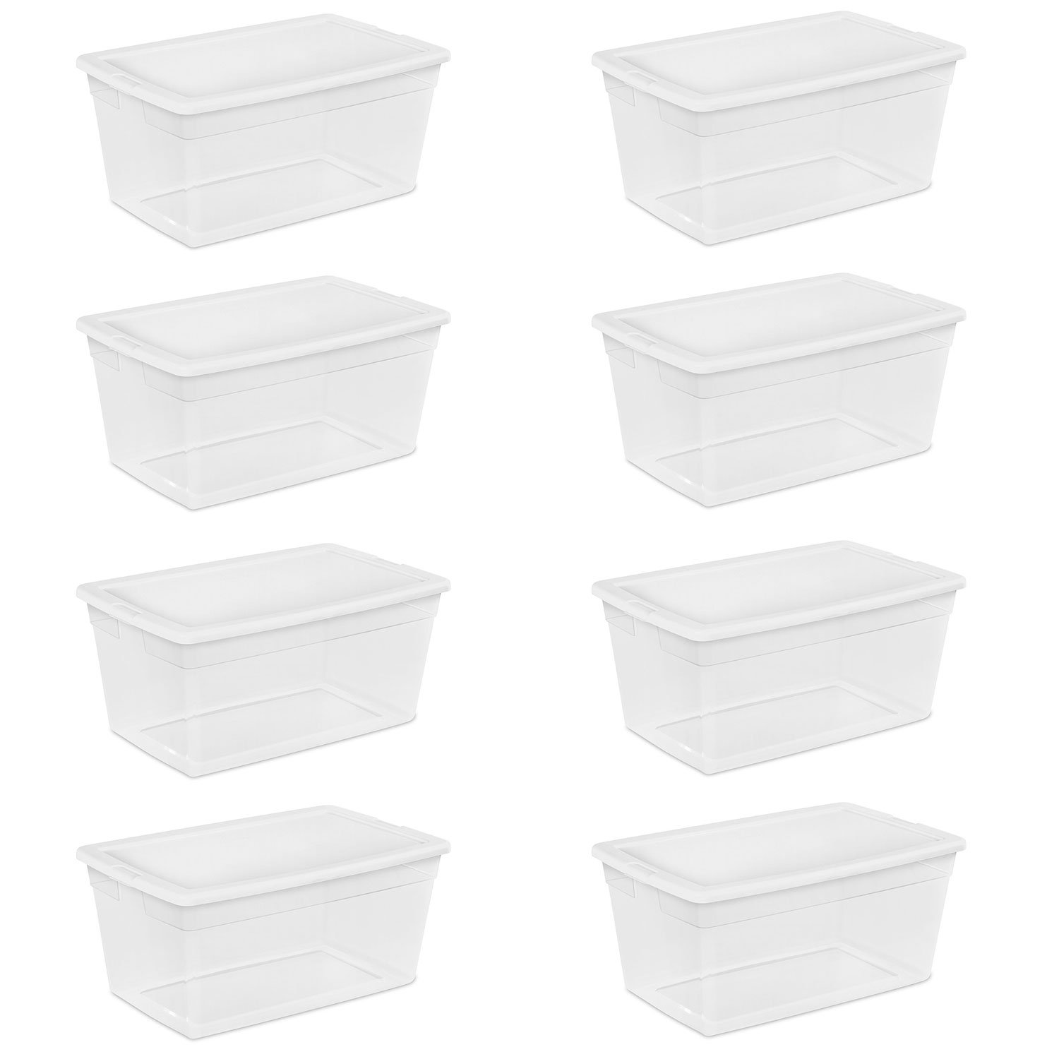 Sterilite 8-Pack Stackable Storage Bin with Lid, Clear Plastic Design, 90 Quart