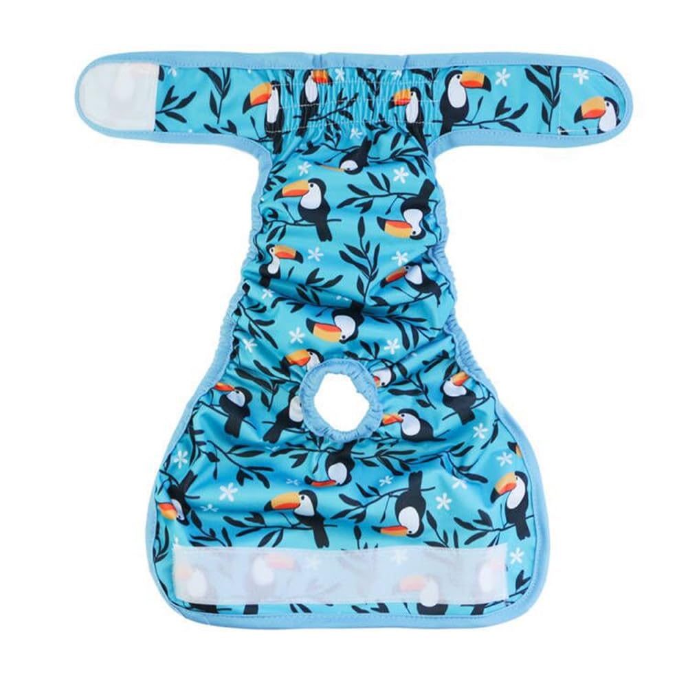 Treer Dog Nappies Female Soft Absorbent Pet Diapers Breathable Comfortable Puppy Sanitary Pants Durable Washable Period Pants for Pet Incontinence/Long Travels (XS,tropical bird)
