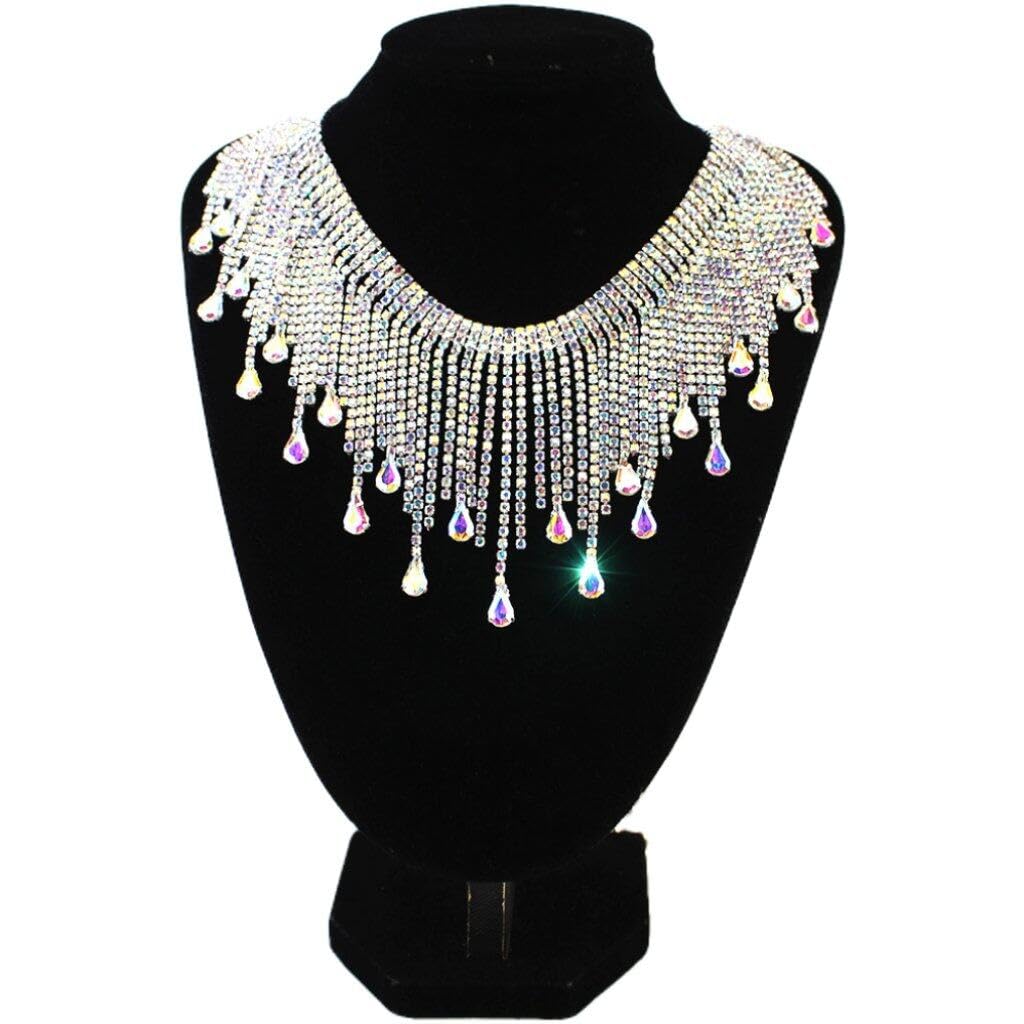 Sanfly 1 Yard Rhinestone Fringe Trim Rhinestone Ribbon Tassel Chain Rhinestone Applique for Sewing Crafts Clothing Accessories Jewelry Diy Decoration