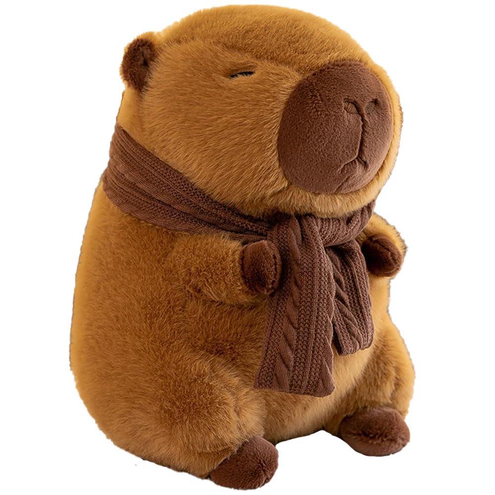 ALUNME Cute Capybara Plush Kawaii Soft Capybara Plush Doll Pillow with Bread Stuffed Aniamls Toys for Girls Kids Adults Birthdays Valentines Gift 12 inch (Scarf)