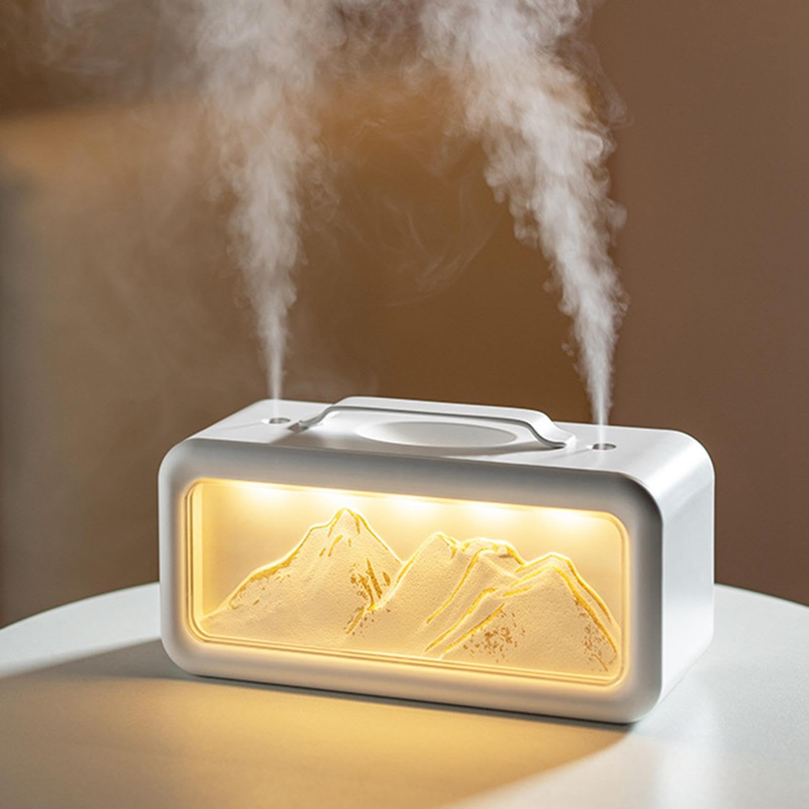 Mist Nuit Diffuseur Arôme Double Jet Faible Bruit USB Fonction Nuit Matériau PP Adapté Chambre Bébé Séjour, Blanc