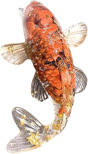 Miniatura 7 de Fenteer Estatua de cristal Koi Fish de 2.3 pulgadas, diseño de pez dorado de la suerte, decoración de escritorio para decoración de lavandería,