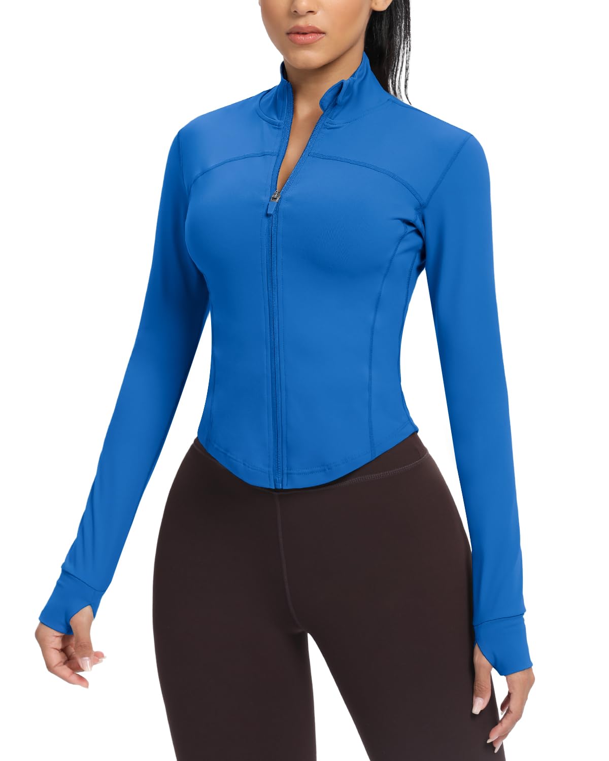 AVGO Women's Cropped Running Workout Jackets Zip Slim Fit Athletic Tops