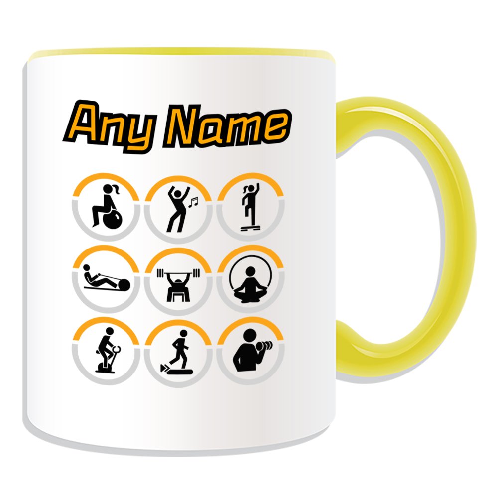 Regalo personalizzato – grande manubri tazza, motivo: sport, palestra, bianco) – qualsiasi nome messaggio personalizzato – la perdita di peso della palestra esercizio allenamento bodybuilding fitness