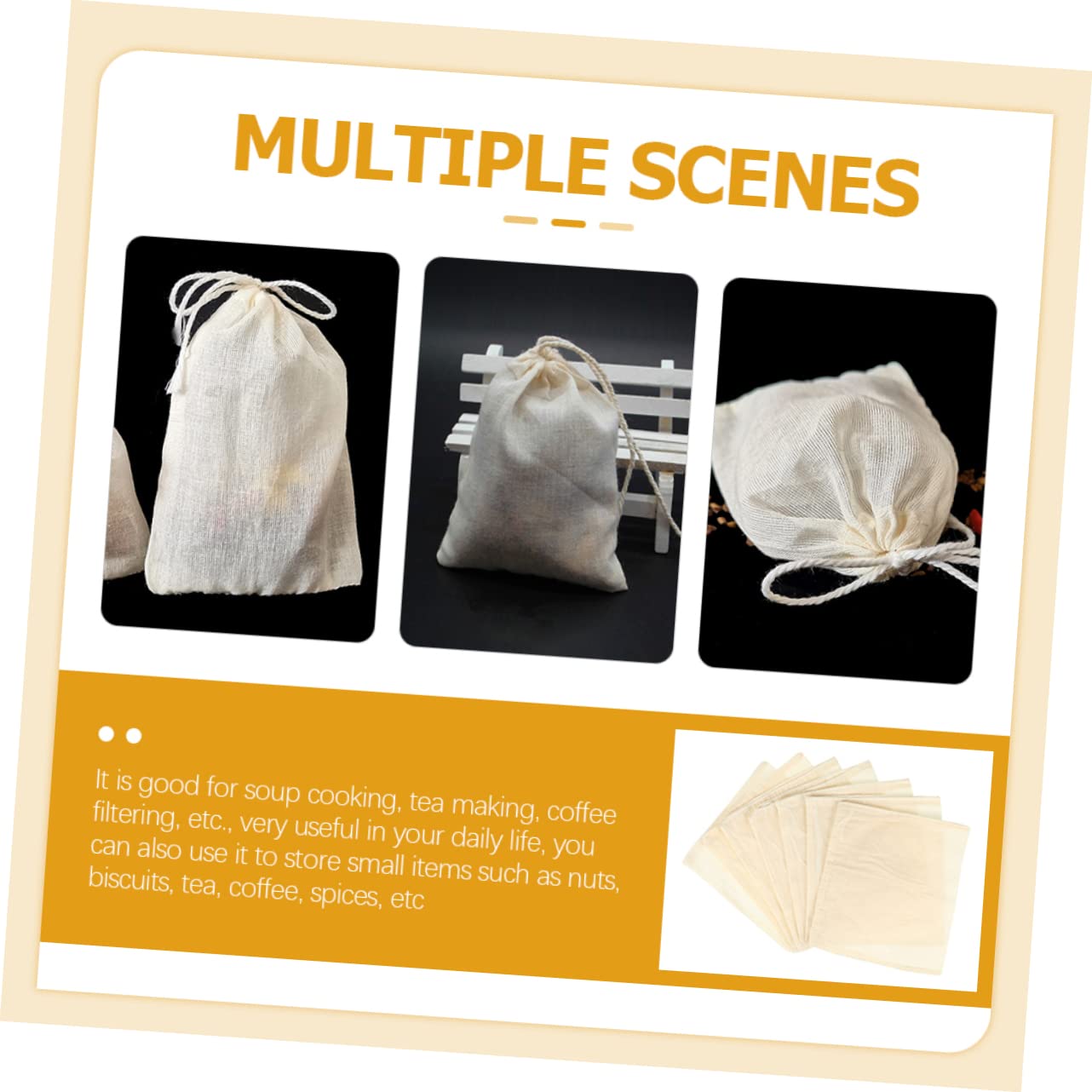 Luxshiny 50pcs Strainer Bags Cheesecloth Bags for Cooking Easy to Use Drawstring Pockets